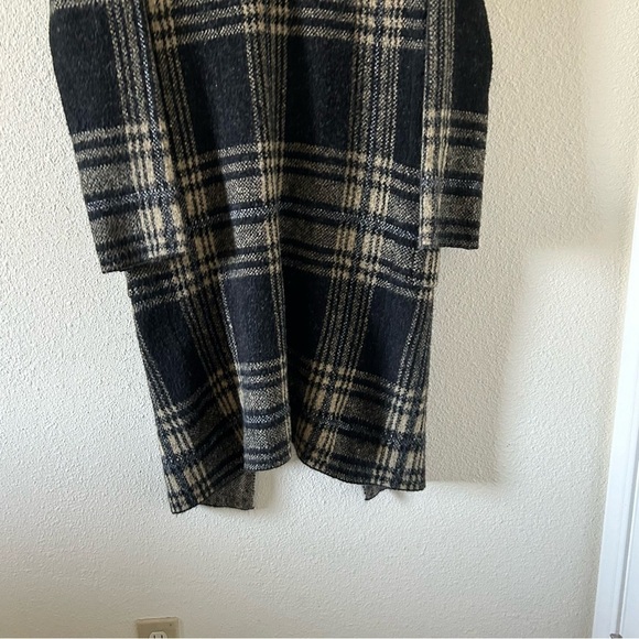 Spring & Mercer Women’s Knit Longline Cardigan Small Plaid Black Beige OpenFront - Picture 14 of 14